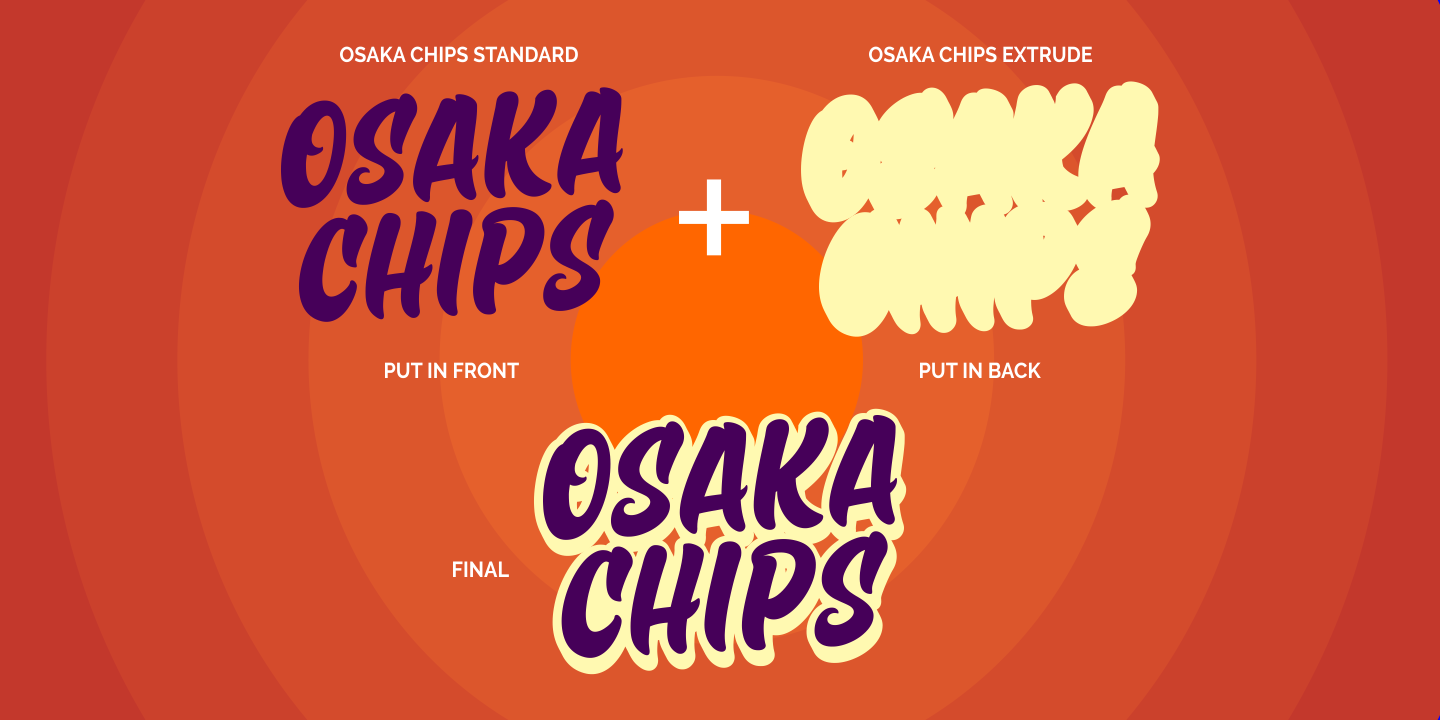 Beispiel einer Osaka Chips Extrude-Schriftart